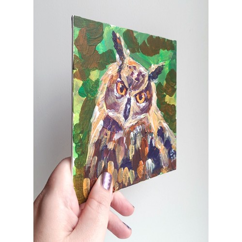 Original Gemälde Majestätischer Adler Eule Tierwelt Vogel Portrait Leinwand Natur Kunst - Bild 6 von 6