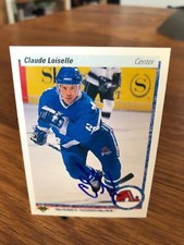 1990-91 UPPER DECK #338 CLAUDE LOISELLE SIGNED AUTOGRAPHED CARD A