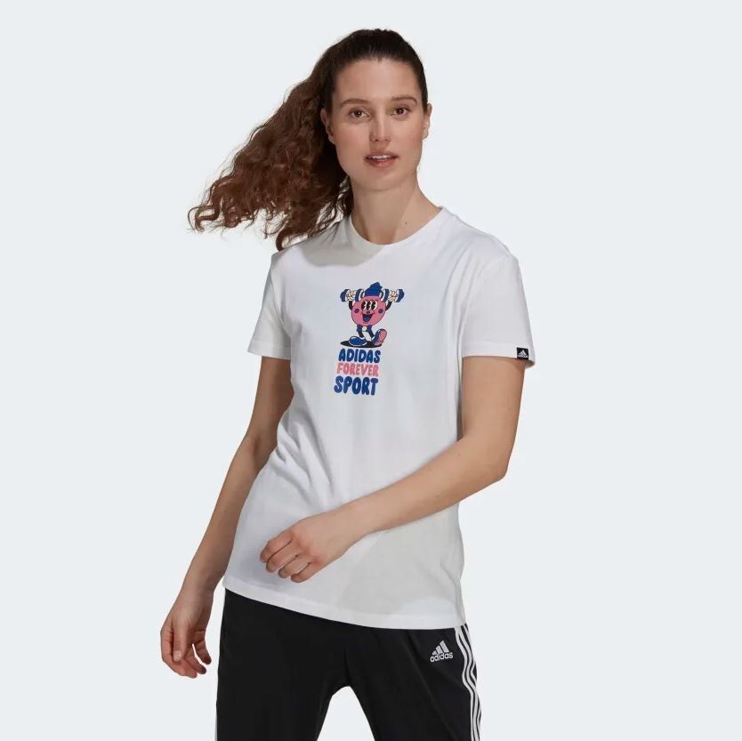 ADIDAS Women's White Artist Forever Sport Graphic Tee RRP £25