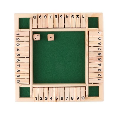 Traditioneller 4 seitiger 1 10 Zahlen Shut the Box Würfelbrett Gaming Spaß