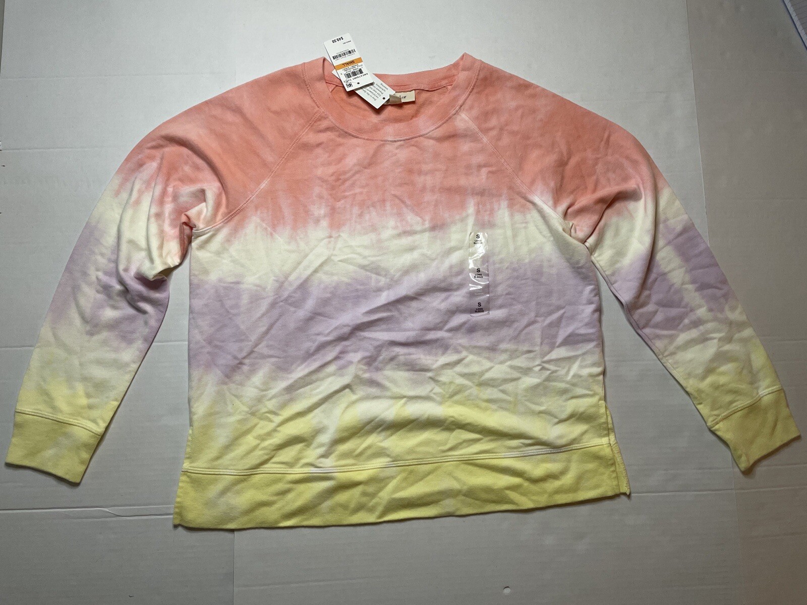 STYLE & CO Petite Terry Pastel Tie-Dye Sweatshirt NWT Size Small