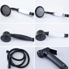 Pulverizador de cabezal de ducha de mano de bronce frotado con aceite para baño + manguera de 1,5 m + soporte de pared