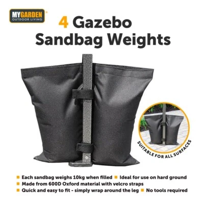 MYGARDEN 4X Gazebo Sand Bag Weights Leg Pole Anchor Tent Marquee Market Stall Parasol UK
