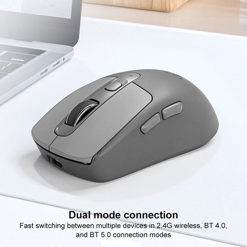 Wireless Bluetooth-Compatible Gaming Mouse BT5.0/4.0 + 2.4Ghz Rechargeable(Grey) - Picture 12 of 12