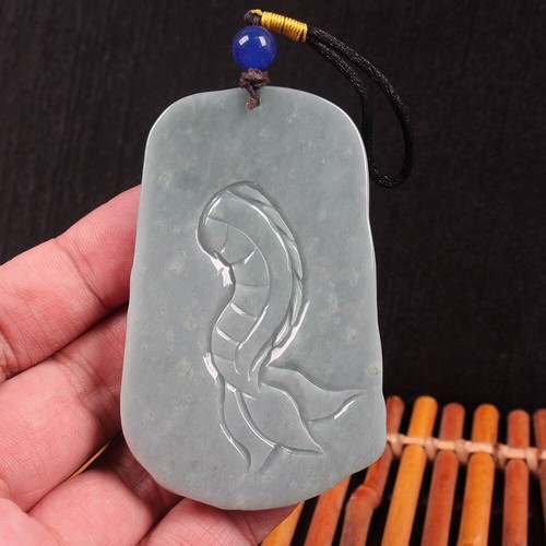 Certified Green yellow 100% Natural A JADE Jadeite pendant Dragon Bodhisattva 97 - Picture 2 of 10