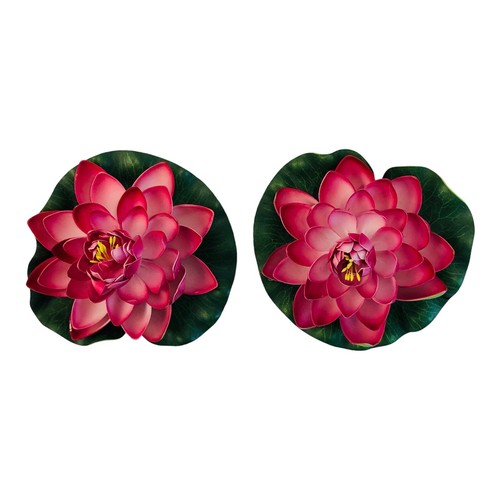 2pcs Pink Lotus Flower Water Lily Faux Plant Floating Plant Pond Decoration - Picture 2 of 2