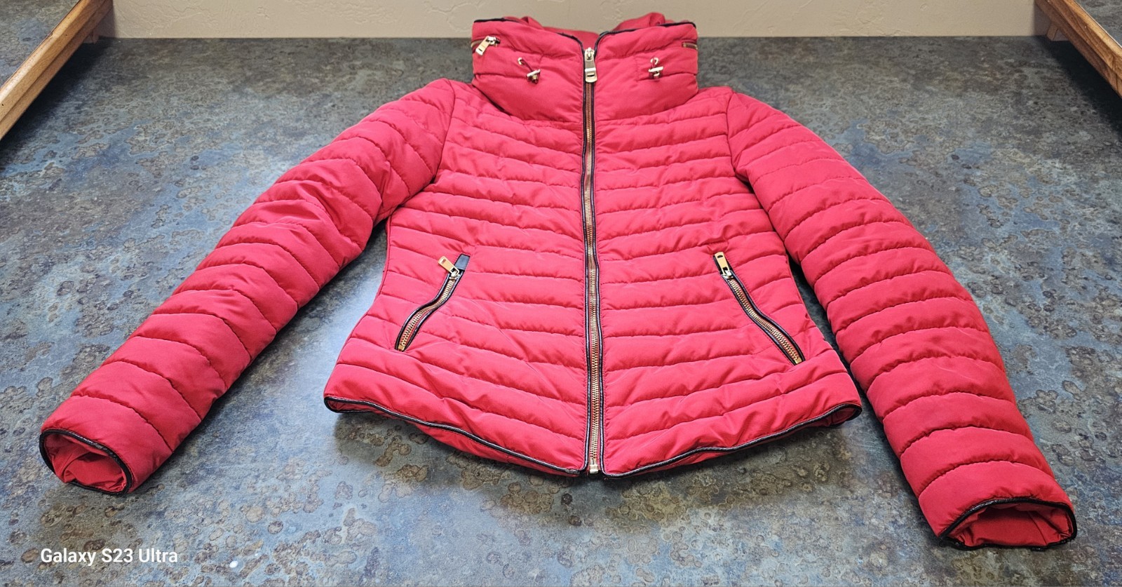 ZARA BASIC Women Red Padding Puffer Jacket Hooded… - image 7