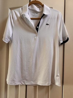 Womens Lacoste Sport Slim Fit Ultra Dry Polo Shirt White Size(42) US   Medium