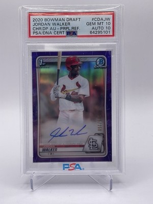 2020 Bowman Chrome Draft Auto 10 Jordan Walker Purple Refractor 