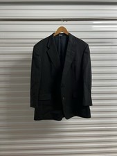 VTG Burberrys 46R Bespoke USA MADE Dark Gray Wool Blazer Jacket