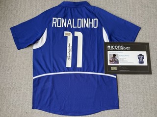 Ronaldinho Signed Brazil 2002 World Cup Autographed Jersey. Icons COA.