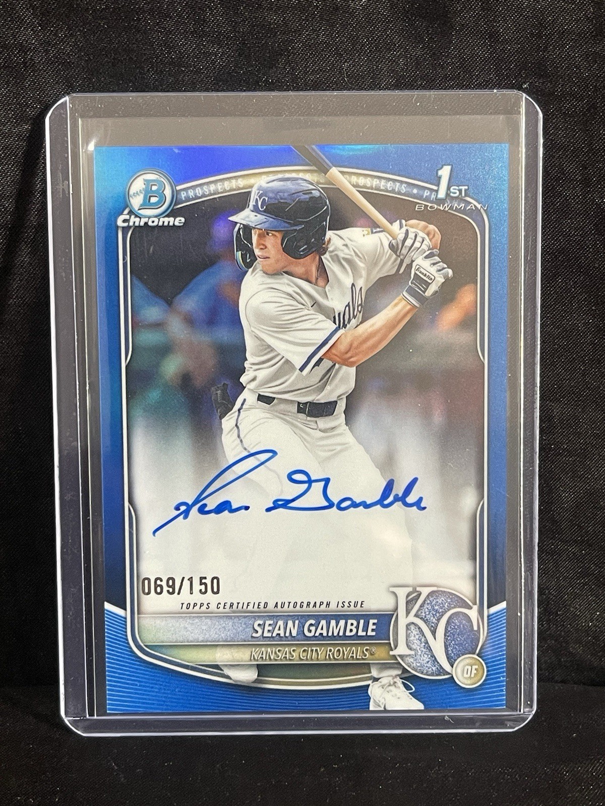 Sean Gamble 2025 Bowman Chrome Draft Blue Refractor Auto 69/150