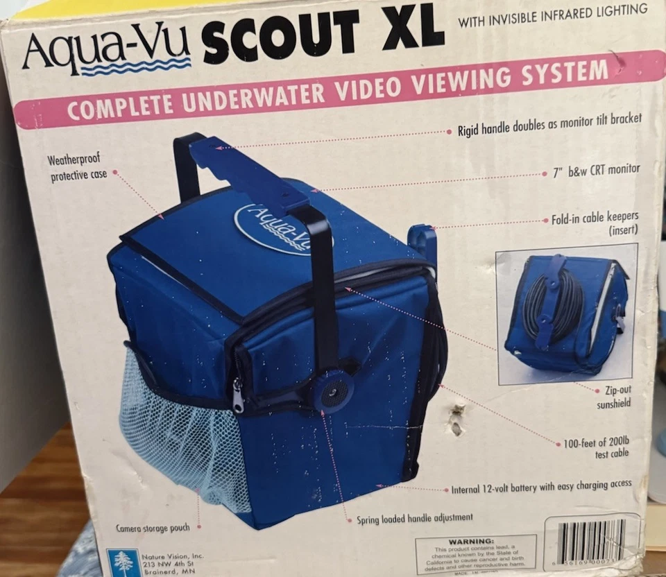 Sistema de visualización de video submarino Aqua-Vu Scout XL funciona con caja y estuche Foto 3 de 3