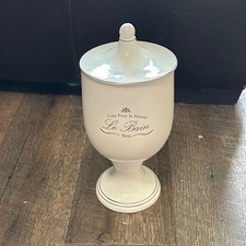 Kassatex New York Le Bain Paris White Ceramic Pedestal Bathroom Canister Jar