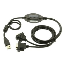 2 Port RS-232 Serial to USB Adapter Cable, FTDI Chipset, 5ft Length, ESD Prot...