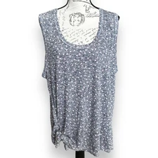 Studio B by Bobeau Scoop Neck Tank Top Plus Size 3X Blue Pink Polka Dot NWOT