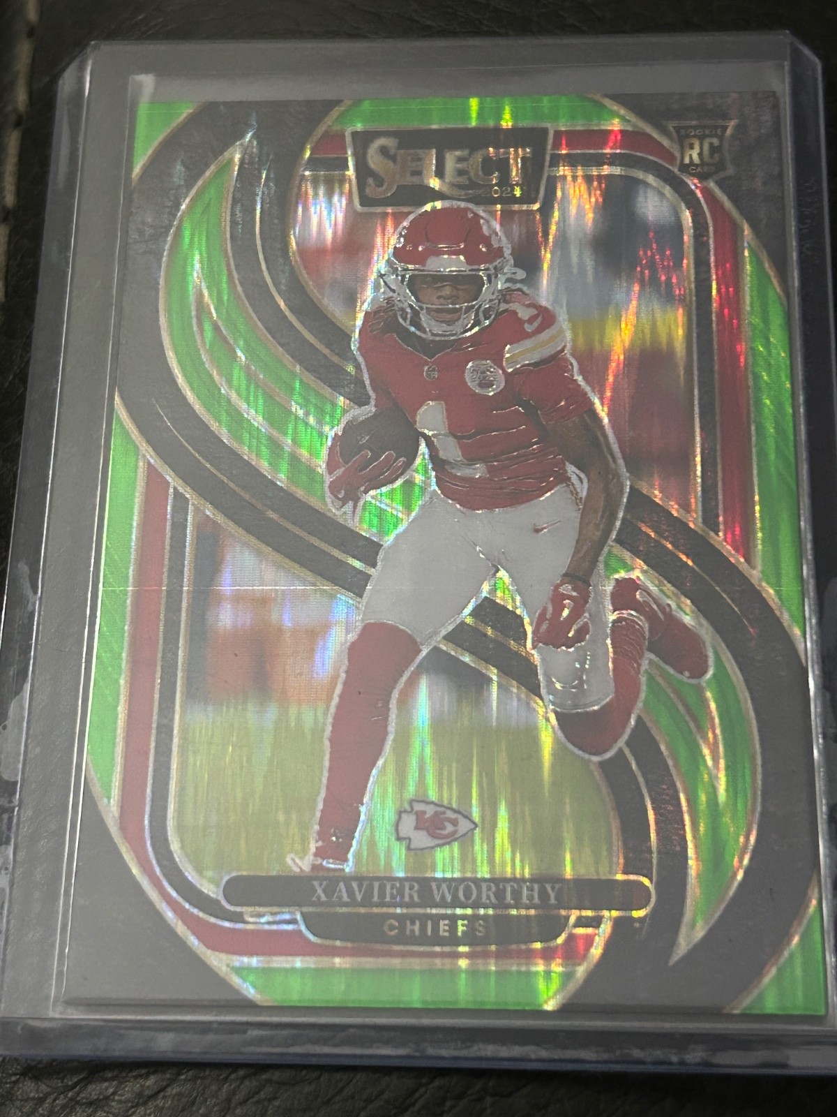 2024 Panini Select Xavier Worthy Premier level Green Shock /499 football card