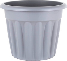 Large 50cm Round Plastic Flower Pots Balcony Garden Planter Upcycled UK Grey