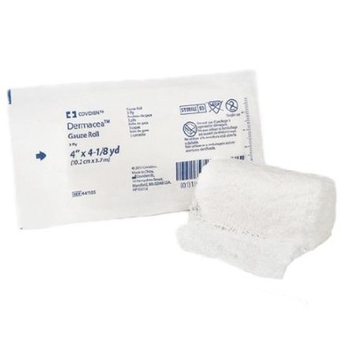 Dermacea Gauze Fluff Roll 3-Ply 4 Inches x 4-1/8 Yards Roll Shape White Sterile