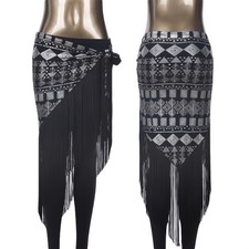 Fashion Retro Tassel Belly Dance Hip Scarf Sequins Women Dancer Skirt Dance