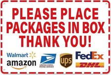 Please Leave Packages Here Sign - Self-Adhesive Vinyl Delivery Sign Indoor