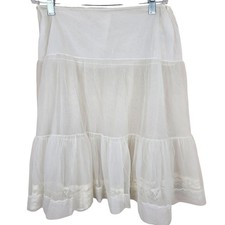 Vintage White Sheer Nylon Petticoat Slip Lace Trim Size M