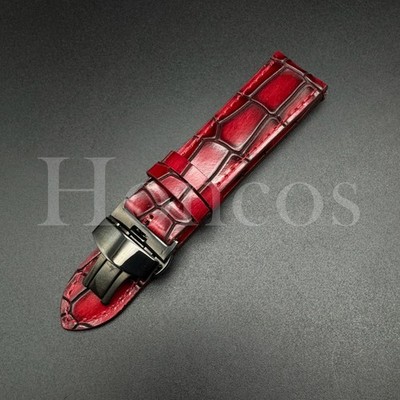 18 20 22 MM Leather Alligator Vintage Watch Strap Band Clasp Fits