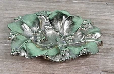 Vintage Virginia Metalcrafters Brass Mistletoe Trinket Dish 4-36 Footed