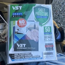 VST Clear Sheet Protectors 8.5” X 11” Crystal Clear Page Protectors No Holes
