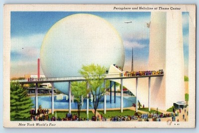 1939 New York City NY Postcard Perisphere Helicline Theme Center Worlds Fair