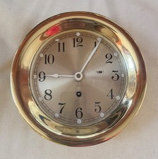 KOREAN WAR ERA CHELSEA 6 INCH DIAL BRASS SHIPS CLOCK SWING BEZEL 11J MOVEMENT