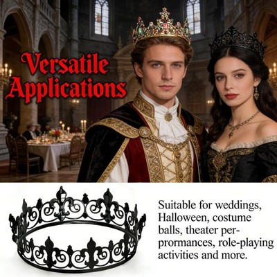 3612 2 Pcs King and Queen Crowns Set Antique Baroque Royalty Tiaras Costume 2 PCS King and Queen Crowns Set Antique Baroque Royalty  main image 3