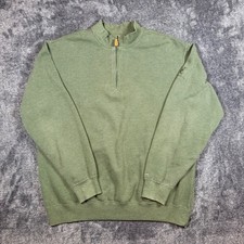 Greg Norman 1/4 Zip Sweater Mens XL Green Golf Pullover Crest Logo Clean
