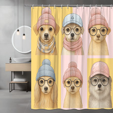 Cute Dog-Themed Shower Curtain - Fun Pet Illustration