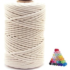 100 Natural Cotton Macrame Cord,5mm x110 Yards Macrame Cords Colored Cotton ...