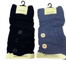 Sonoma Life Style Womens Boot Toppers Leg Warmers Black  Grey Knit Buttons NWT