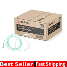 50 Pack Adult Nasal Cannula – 7 ft Lightweight Oxygen Tubing, Soft Green Color