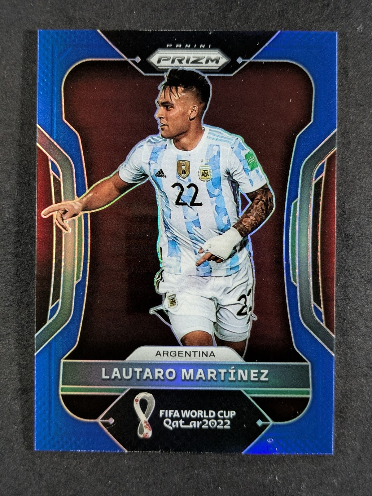 2022 Panini Prizm World Cup Qatar LAUTARO MARTINEZ 63/299 Blue Prizm SP #5