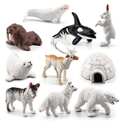 #ad #ad 10pcs Simulation Arctic Animals Polar Fox Husky Seal Killer Whale Figure Toy $9.10