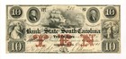 1861 $10 The Bank of the State of SOUTH CAROLINA Note - CIVIL WAR Era — photo 1