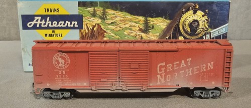 Coche caja doble puerta Athearn escala HO Great Northern 50' GN 3525 Kadee desgastado | Zustand: Used