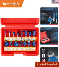 Complete 15-Piece Router Bit Set - Alloy Steel Cutting Tools for Woodworking