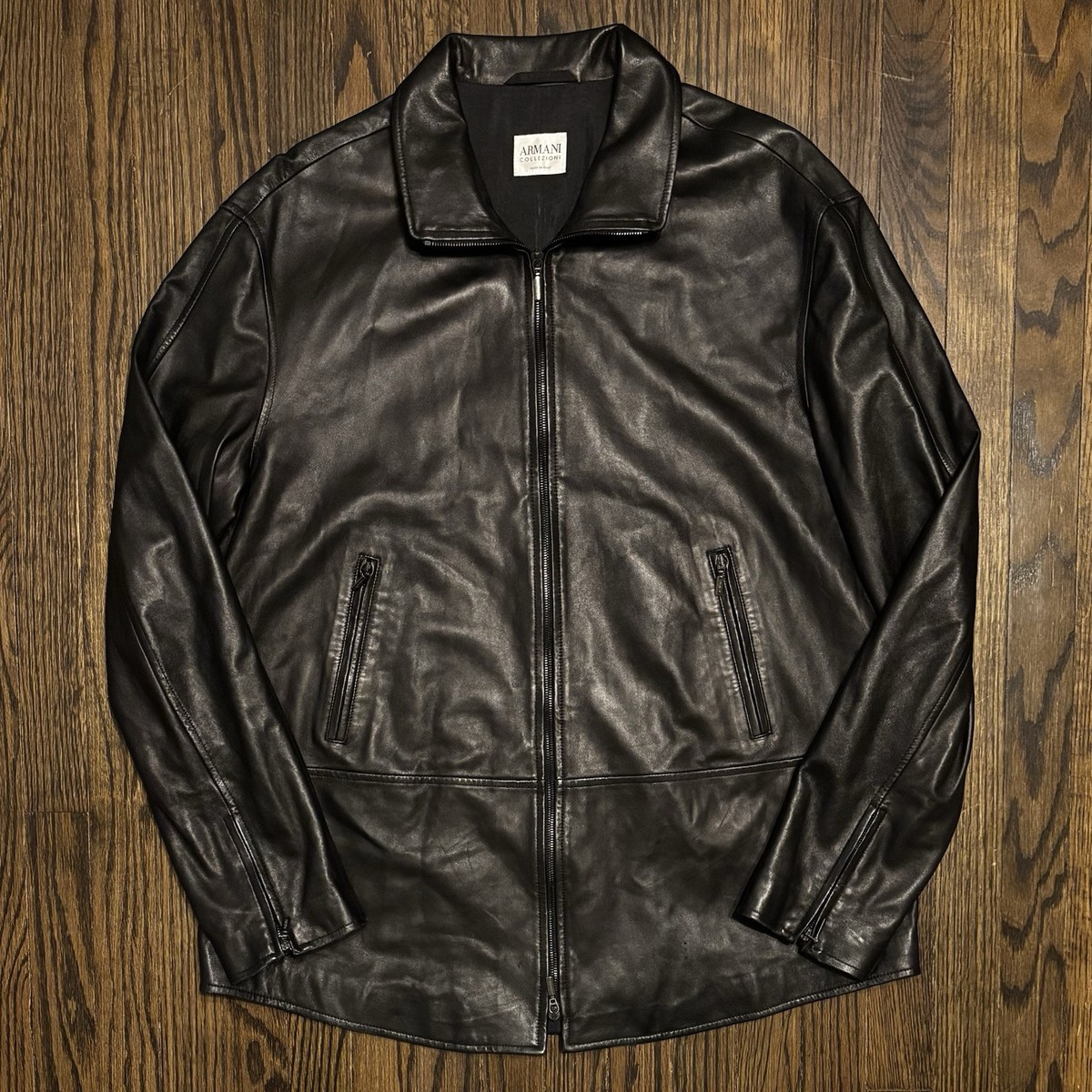 ARMANI COLLEZIONI COLLECTION SOFT LAMB LEATHER LONG COAT JACKET 