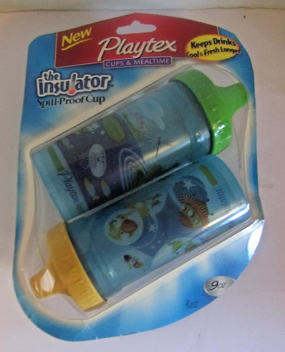 2 Playtex Insulator Frog and Ocean 2005 Sippy Cup NEW in Package 9oz Spill-Proof