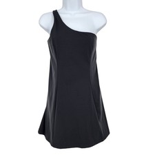 Outdoor Voices Black Athletic Built-in Bra One Shoulder Mini Dress Size Small