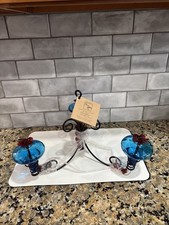 Parasol Chandelier Blown Glass Hummingbird Feeder  NEW
