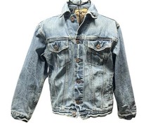 Old Navy Distressed Trucker Jean Jacket Youth L 10-12 Denim Classic Pockets