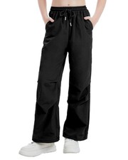 Hvididan Girls Parachute Cargo Pants Size 10-12 Drawstring Waterproof Causal