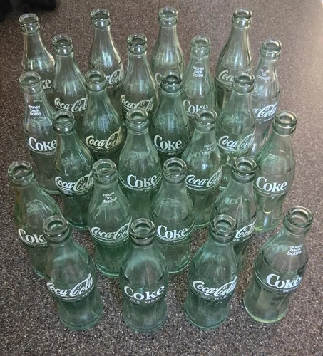 24 Vintage 1960s - 1970s Coca Cola Green Glass Bottles (Crate Listed Separately)