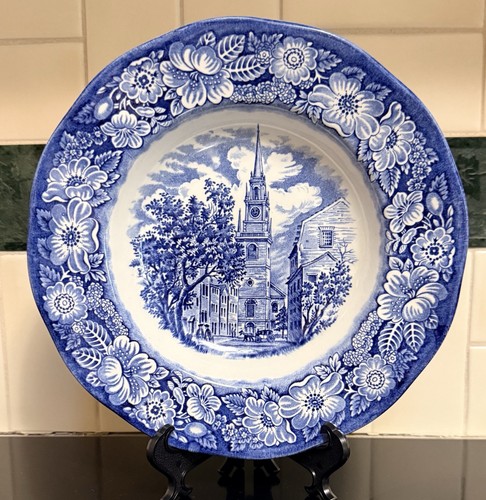 Liberty Blue Historic Colonial Scenes Old North Church  8.5" Rimmed Soup Bowl(s)